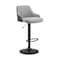 Armen Living Asher Adjustable Gray Faux Leather and Black Finish Bar Stool LCARBABLBLGR - alternate 1